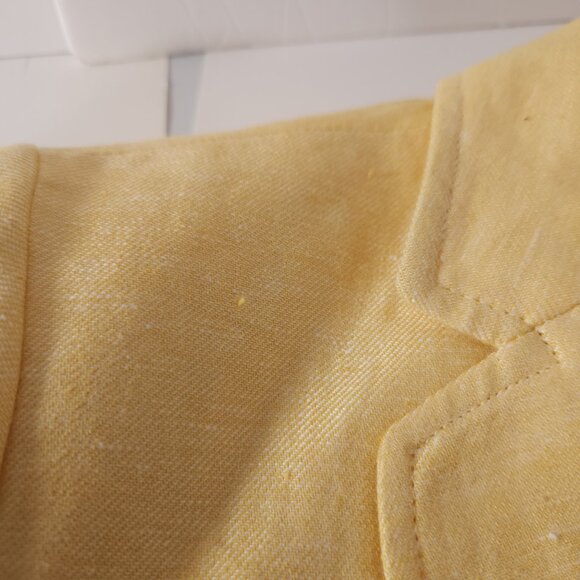 Talbots Womens Petite Linen Blazer 12P Yellow Lined Office Career Spring - Picture 7 of 15